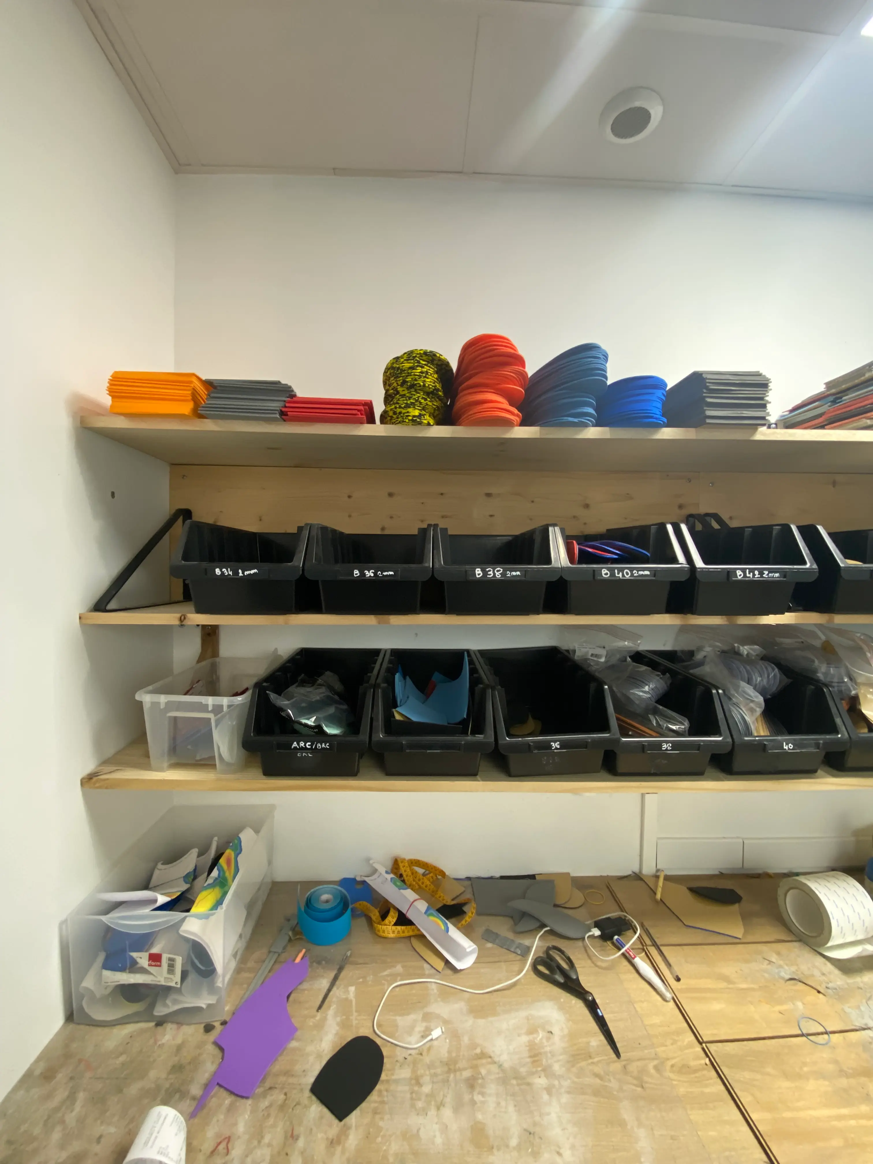Atelier de fabrication des semelles : matériaux et plan de travail